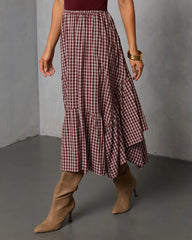 Metina Gingham Midi Skirt