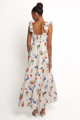Valerie Maxi Dress Off White Red