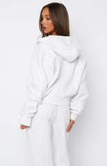 Cant Miss It Boxy Zip Front Hoodie Grey Marle Rose Gold