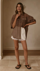 Kylie Oversized Shirt Chocolate