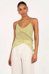 Gabrielle Ruffle Top Meadow Green