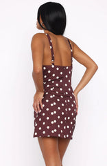 Admire You Mini Dress Choc Cream Polka Dot