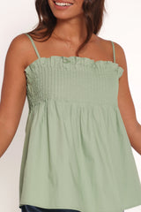 Carson Pleated Top Sage Green