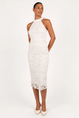 Adalyn Halterneck Midi Dress White