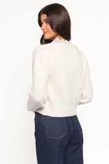 Silvie Lace Front Tie Cardigan Cream