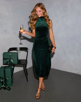 Midwinter Frost Velvet Midi Dress