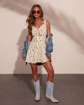 Wildflower Dream Floral Front Tie Mini Dress