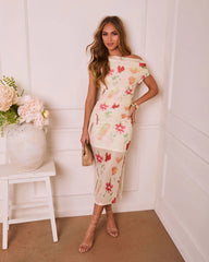 Soft Awakening Floral Off The Shoulder Midi Dress