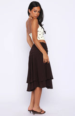 Just Keep Watching Midi Skirt Chocolate