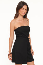 Karmen Wrap Mini Dress Black