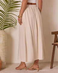 Silken Breeze Waist Tie Midi Skirt