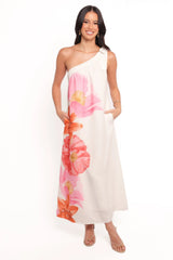 Charlize Maxi Dress White Pink
