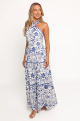 Fernanda Halterneck Maxi Dress Blue Tropical
