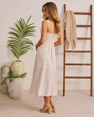 Relaxed Line Striped Midi Dress