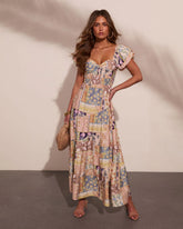 Prairie Stardust Abstract Patchwork Maxi Dress