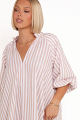 Doran Mini Dress Beige White