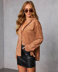 Cobian Suede Button Down Top