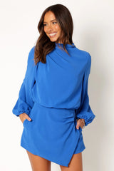 Galen Long Sleeve Romper Paris Blue