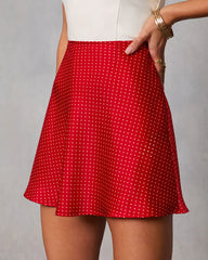 Olivra Satin Polka Dot Mini Skirt