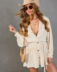 Countryside Charm Pleated Waist Tie Mini Dress