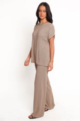 Stassia Knitted Pant Set Brown
