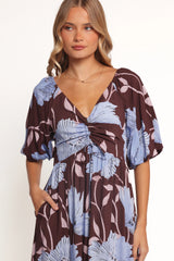 Annabella Maxi Dress Blue Poppies