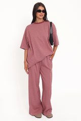 Wilda Oversized Tee Pink Red Stripe