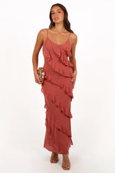 Ciao Ruffles Maxi Dress Rosewood