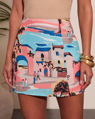 Sunshine Fever Novelty Print Mini Skirt