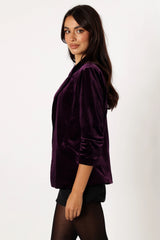 Vera Velvet Blazer Plum