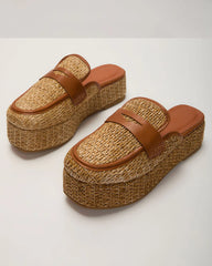 Zariah Straw Platform Loafers