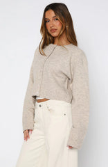 Make Me Happy Knit Cardigan Beige