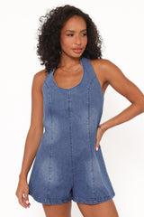 Paityn Denim Romper Dark Wash