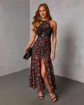 Edeita Bow Halter Maxi Dress