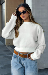 Cant Help Falling Knit Sweater White