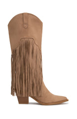 Iniko Cowboy Boot Taupe Faux Suede