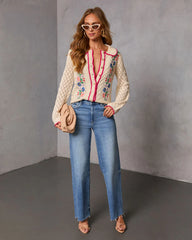Sweet Meadow Embroidered Knit Sweater