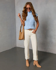 Estellie Cable Knit Sleeveless Turtleneck Sweater