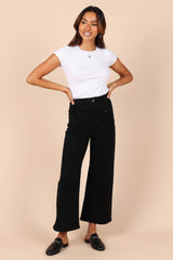 Georgette High Waisted Straight Leg Pants Black