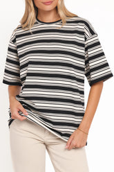 Zestora Tee Black Ivory Stripe