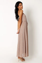 Farley Strapless Maxi Dress Rose Gold Stripe