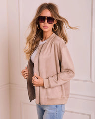 Gentle Rise Faux Suede Bomber Jacket