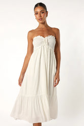Dayton Strapless Midi Dress White