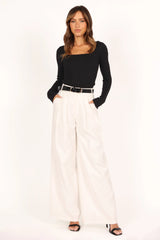 Shani Ribbed Knit Top Black