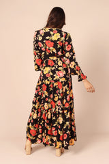 Ruana Maxi Dress Black Floral