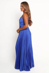 Naira Pleated Maxi Dress Blue
