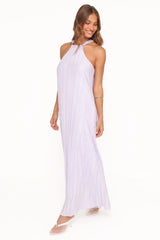 Melody Plisse Halter Maxi Dress Lavender