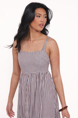 Reid Maxi Dress Brown Gingham