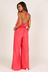 Dionne Halter Jumpsuit Flamingo