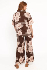 Bernadine Wide Leg Pant Brown Floral